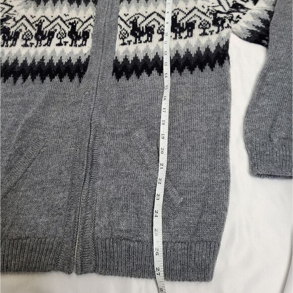 ALPACA gray zip up knit cardigan‎ shacket sweater unisex M - Picture 8 of 8